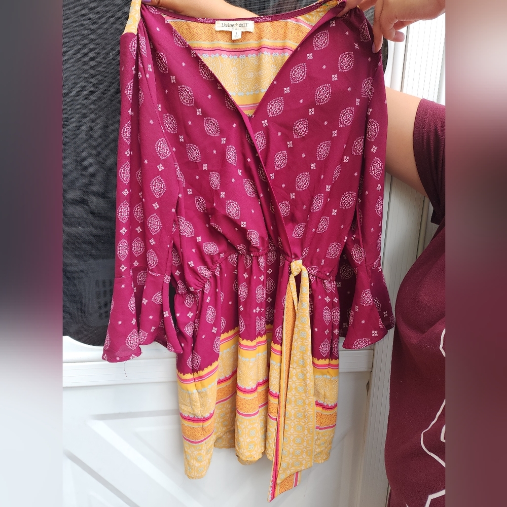 Pink and yellow Living doll romper size 1